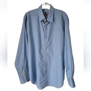 Robert Graham blue dress shirt flip cuff
